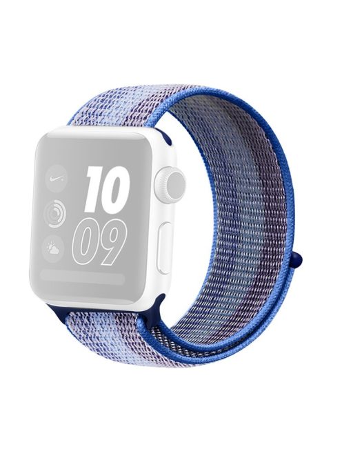 Waterproof Nylon Weaven Loop Fastener  Smart Bracelet Strap for Apple Watch Series 10 46mm / Ultra 2 Ultra 49mm / 9 8 7 45mm / SE (2023) SE (2022) SE 6 5 4 44mm / 3 2 1 42mm - Stripe Blue