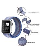 Waterproof Nylon Weaven Loop Fastener  Smart Bracelet Strap for Apple Watch Series 10 46mm / Ultra 2 Ultra 49mm / 9 8 7 45mm / SE (2023) SE (2022) SE 6 5 4 44mm / 3 2 1 42mm - Stripe Blue