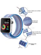 Waterproof Nylon Weaven Loop Fastener  Smart Bracelet Strap for Apple Watch Series 10 46mm / Ultra 2 Ultra 49mm / 9 8 7 45mm / SE (2023) SE (2022) SE 6 5 4 44mm / 3 2 1 42mm - Stripe Lake Blue