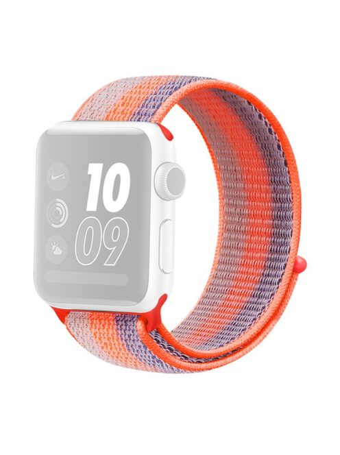 Waterproof Nylon Weaven Loop Fastener  Smart Bracelet Strap for Apple Watch Series 10 46mm / Ultra 2 Ultra 49mm / 9 8 7 45mm / SE (2023) SE (2022) SE 6 5 4 44mm / 3 2 1 42mm - Stripe Orange