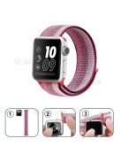 Waterproof Nylon Weaven Loop Fastener  Smart Bracelet Strap for Apple Watch Series 10 46mm / Ultra 2 Ultra 49mm / 9 8 7 45mm / SE (2023) SE (2022) SE 6 5 4 44mm / 3 2 1 42mm - Stripe Purple