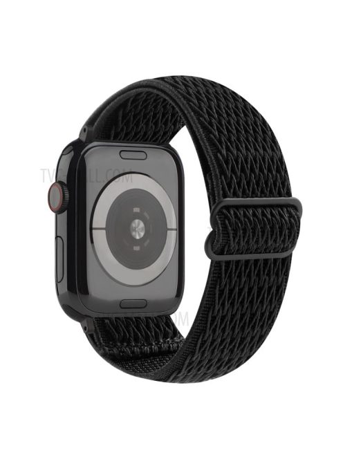 Wave Pattern Nylon Watchband Adjustable Wristwatch Strap for Apple Watch Series 10 42mm / 9 8 7 41mm / 6 5 4 SE SE (2022) SE (2023) 40mm / 3 2 1 38mm - Black