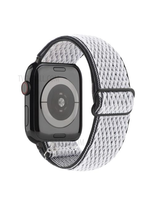 Wave Pattern Nylon Watchband Adjustable Wristwatch Strap for Apple Watch Series 10 42mm / 9 8 7 41mm / 6 5 4 SE SE (2022) SE (2023) 40mm / 3 2 1 38mm - Black / White