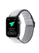 Wave Pattern Nylon Watchband Adjustable Wristwatch Strap for Apple Watch Series 10 42mm / 9 8 7 41mm / 6 5 4 SE SE (2022) SE (2023) 40mm / 3 2 1 38mm - Black / White