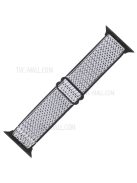 Wave Pattern Nylon Watchband Adjustable Wristwatch Strap for Apple Watch Series 10 42mm / 9 8 7 41mm / 6 5 4 SE SE (2022) SE (2023) 40mm / 3 2 1 38mm - Black / White