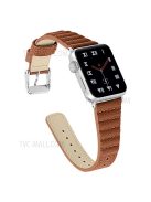 Wave Texture  Cowhide Genuine Leather Watchband Smart Watch Strap for Apple Watch Series 10 42mm / 9 8 7 41mm / 6 5 4 SE SE (2022) SE (2023) 40mm / 3 2 1 38mm - Brown