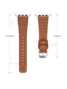 Wave Texture  Cowhide Genuine Leather Watchband Smart Watch Strap for Apple Watch Series 10 42mm / 9 8 7 41mm / 6 5 4 SE SE (2022) SE (2023) 40mm / 3 2 1 38mm - Brown