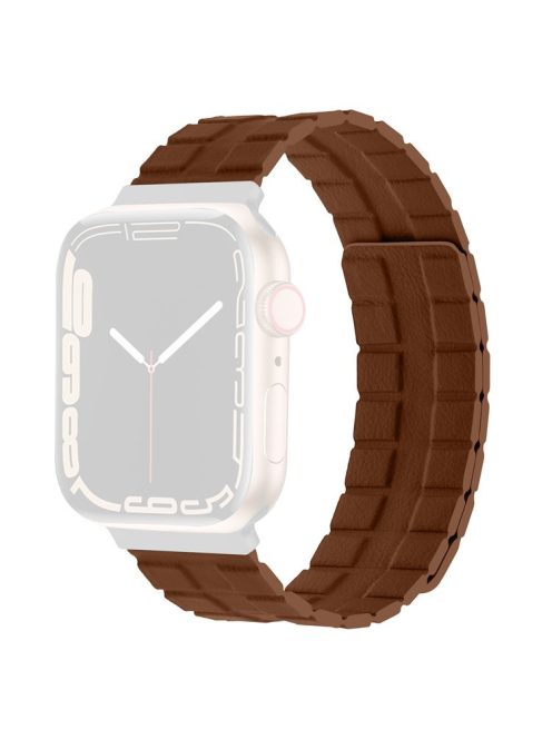 Waxy Cowhide Leather Watchband for Apple Watch Series 10 42mm / 9 8 7 41mm / SE (2023) SE (2022) SE 6 5 4 40mm / 3 2 1 38mm Genuine Cow Leather Magnetic Band - Coffee