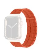 Waxy Cowhide Leather Watchband for Apple Watch Series 10 42mm / 9 8 7 41mm / SE (2023) SE (2022) SE 6 5 4 40mm / 3 2 1 38mm Genuine Cow Leather Magnetic Band - Orange