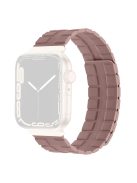 Waxy Cowhide Leather Watchband for Apple Watch Series 10 42mm / 9 8 7 41mm / SE (2023) SE (2022) SE 6 5 4 40mm / 3 2 1 38mm Genuine Cow Leather Magnetic Band - Rose Pink