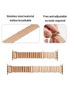 Waxy Cowhide Leather Watchband for Apple Watch Series 10 42mm / 9 8 7 41mm / SE (2023) SE (2022) SE 6 5 4 40mm / 3 2 1 38mm Hollow Chain Watchband Stainless Steel - Rose Gold