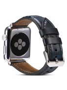 Waxy Cowhide Leather Watchband for Apple Watch Series 10 42mm / 9 8 7 41mm / SE (2023) SE (2022) SE 6 5 4 40mm / 3 2 1 38mm Wrist Strap - Blue