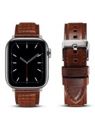 Waxy Cowhide Leather Watchband for Apple Watch Series 10 42mm / 9 8 7 41mm / SE (2023) SE (2022) SE 6 5 4 40mm / 3 2 1 38mm Wrist Strap - Brown