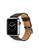 Woven Texture Genuine Leather Watch Wristband for Apple Watch Series 10 46mm / Ultra 2 Ultra 49mm / 9 8 7 45mm / SE (2023) SE (2022) SE 6 5 4 44mm / 3 2 1 42mm - Black