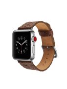 Woven Texture Genuine Leather Wristband Watch Accessory for Apple Watch Series 10 46mm / Ultra 2 Ultra 49mm / 9 8 7 45mm / SE (2023) SE (2022) SE 6 5 4 44mm / 3 2 1 42mm - Coffee