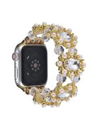 Wrist Strap For Apple Watch Series 10 42mm / 9 8 7 41mm / 6 5 4 SE (2023) SE (2022) SE 40mm / 3 2 1 38mm Beaded Pearl Decor Watchband - Gold