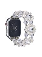 Wrist Strap For Apple Watch Series 10 42mm / 9 8 7 41mm / 6 5 4 SE (2023) SE (2022) SE 40mm / 3 2 1 38mm Beaded Pearl Decor Watchband - White