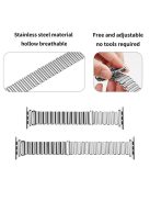 Wrist Strap for Apple Watch Series 10 46mm / Ultra 2 Ultra 49mm /  Series 9 8 7 45mm / 6 5 4 SE (2023) SE (2022) SE 44mm / 3 2 1 42mm Stainless Steel Hollow Chain Watchband - Silver