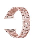 X-shaped Design Smart Watchband Rhinestone Decor Metal Watch Strap for Apple Watch Series 9 / 8 / 7 41mm / 6 / 5 / 4 / SE (2023) / SE(2022) / SE 40mm / 3 / 2 / 1 38mm - Pink