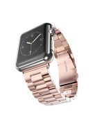 XINCUCO For Apple Watch Series 10 46mm / Ultra 2 Ultra 49mm / 9 8 7 45mm / SE (2023) SE (2022) SE 6 5 4 44mm / 3 2 1 42mm Three Bead Series Stainless Steel Watch Strap - Rose Gold