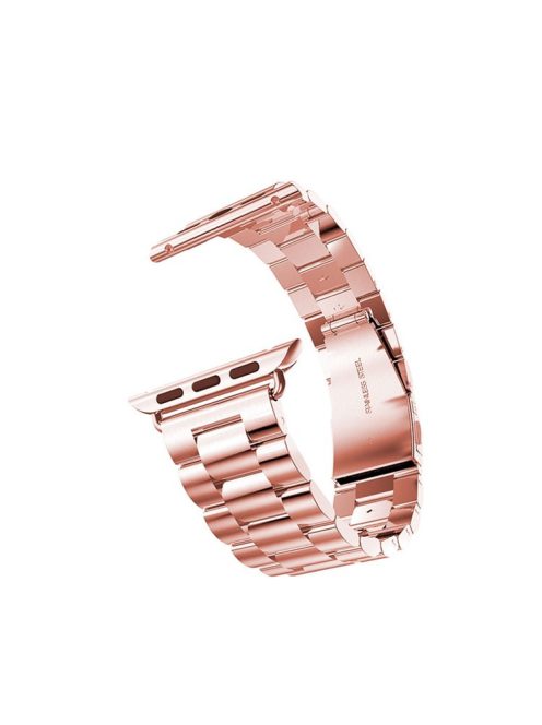 XINCUCO Three Bead Series Stainless Steel Watchband for Apple Watch Series 10 42mm / 9 8 7 41mm / SE (2023) SE (2022) SE 6 5 4 40mm / 3 2 1 38mm - Rose