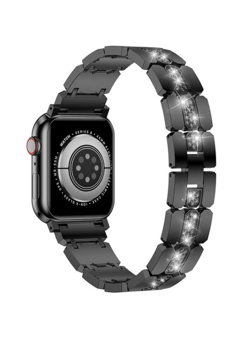 Zinc Alloy Band for Apple Watch 10 46mm / Ultra 2 / Ultra 49mm / 9 8 7 45mm / SE (2023) SE (2022) SE 6 5 4 44mm / 3 2 1 42mm Rhinestones Decor Strap - Black