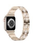 Zinc Alloy Band for Apple Watch 10 46mm / Ultra 2 / Ultra 49mm / 9 8 7 45mm / SE (2023) SE (2022) SE 6 5 4 44mm / 3 2 1 42mm Rhinestones Decor Strap - Champagne