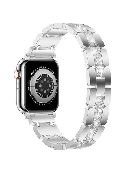 Zinc Alloy Band for Apple Watch 10 46mm / Ultra 2 / Ultra 49mm / 9 8 7 45mm / SE (2023) SE (2022) SE 6 5 4 44mm / 3 2 1 42mm Rhinestones Decor Strap - Silver