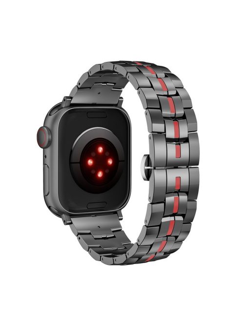 Zinc Alloy Strap for Apple Watch 10 46mm / Ultra 2 / Ultra 49mm / 9 8 7 45mm / SE (2023) SE (2022) SE 6 5 4 44mm / 3 2 1 42mm Wrist Band - Black+Red