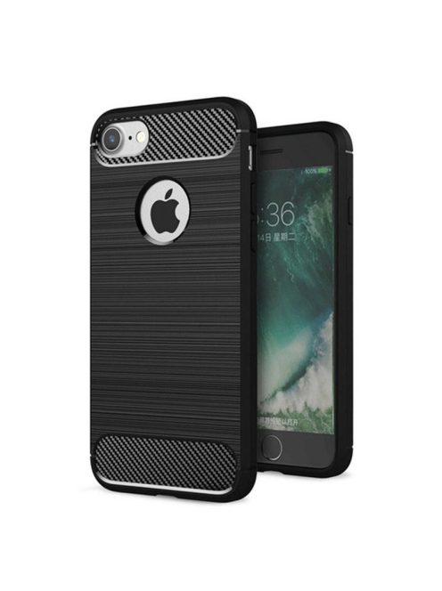 R-PROTECT iPhone 8 / 7 Szilikon Tok Carbon TPU Fekete