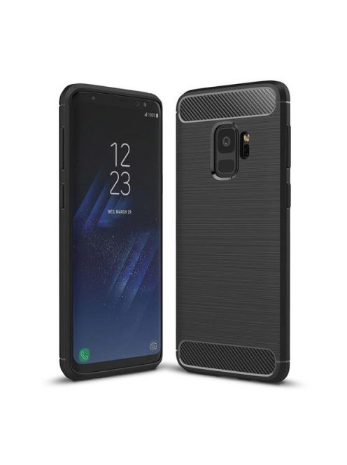 R-PROTECT Samsung Galaxy S9 G960 Szilikon Tok Carbon TPU Fekete