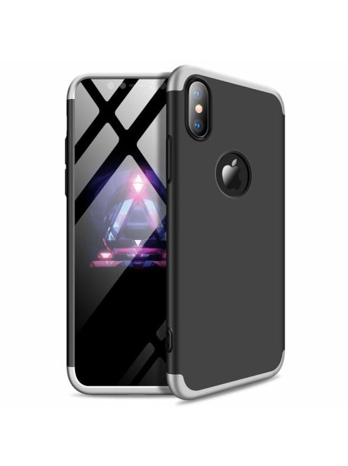 R-PROTECT iPhone XS Max  (logo hole)GKK Tok 360 Előlap-Hátlapi Védelemmel Full Body Protection Fekete-Ezüst