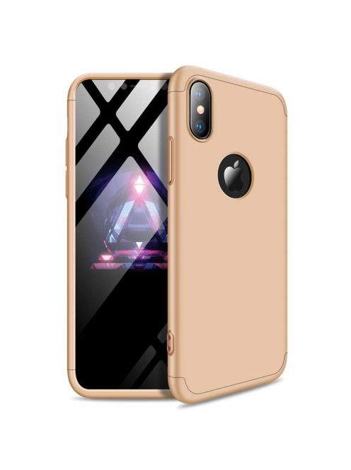 R-PROTECT iPhone XS Max  (logo hole)GKK Tok 360 Előlap-Hátlapi Védelemmel Full Body Protection Arany