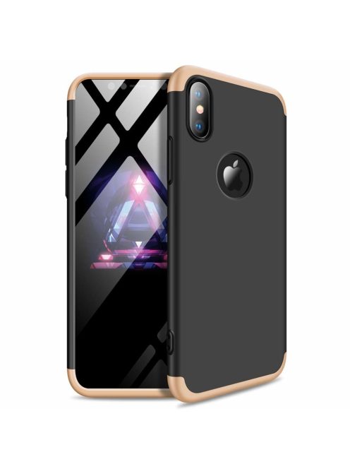 R-PROTECT iPhone XS Max  (logo hole)GKK Tok 360 Előlap-Hátlapi Védelemmel Full Body Protection Fekete-Arany