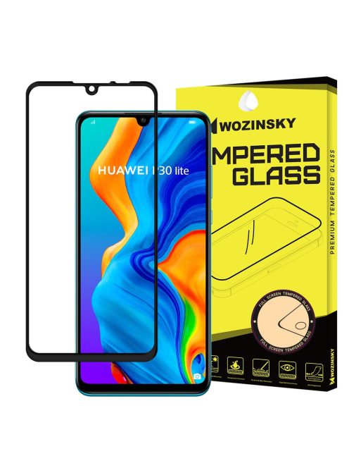 Huawei P30 Lite Üvegfólia 3D FullSize, Tokbarát, Hajlított, Extra Erős Wozinsky Tempered Glass