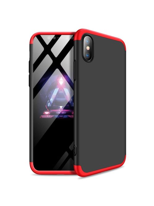 R-PROTECT iPhone X GKK Tok 360 Előlap-Hátlapi Védelemmel Full Body Protection Fekete-Piros