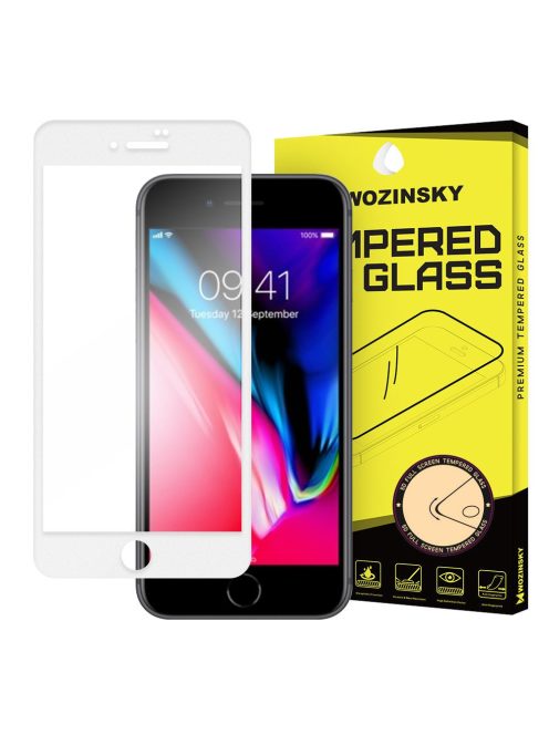 iPhone SE 2020 / iPhone 8 / iPhone 7 whiteÜvegfólia 3D FullSize, Tokbarát, Hajlított, Extra Erős Wozinsky Tempered Glass