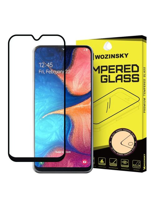 Samsung Galaxy A20e Üvegfólia 3D FullSize, Tokbarát, Hajlított, Extra Erős Wozinsky Tempered Glass