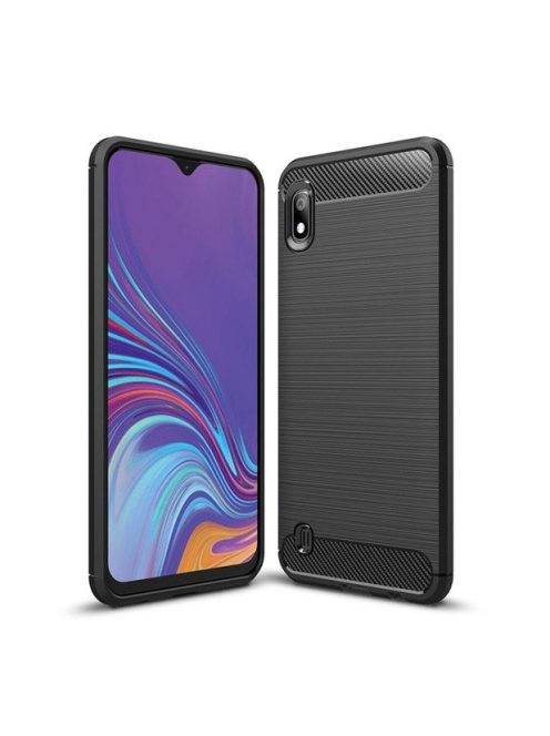 R-PROTECT Samsung Galaxy A10 Szilikon Tok Carbon TPU Fekete