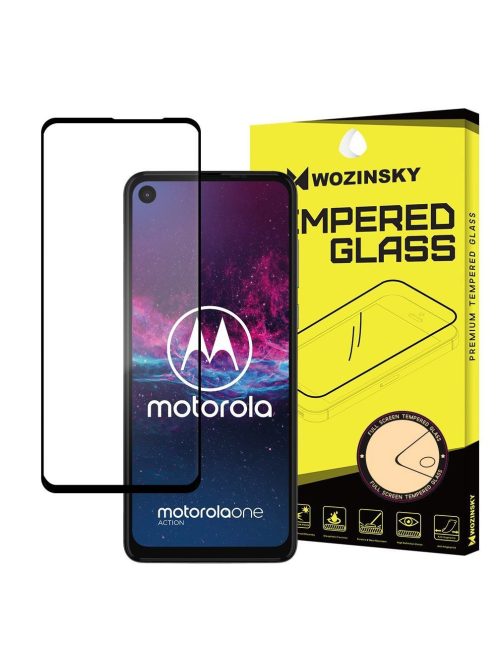 Motorola One Action Üvegfólia 3D FullSize, Tokbarát, Hajlított, Extra Erős Wozinsky Tempered Glass