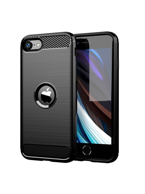 R-PROTECT iPhone SE 2020 Szilikon Tok Carbon TPU Fekete