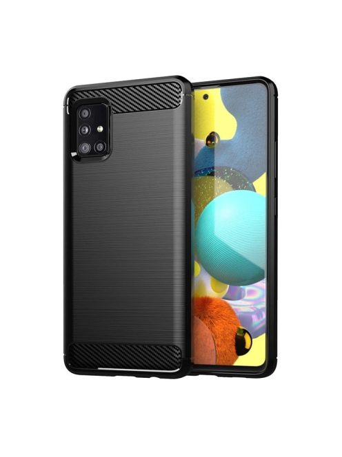 R-PROTECT Samsung Galaxy A31 Szilikon Tok Carbon TPU Fekete