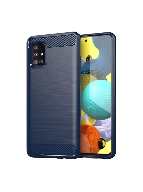 R-PROTECT Samsung Galaxy A31 Szilikon Tok Carbon TPU Kék