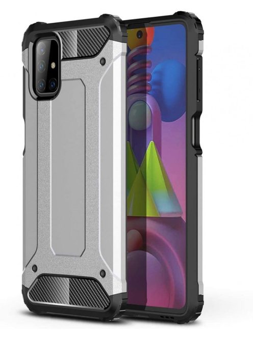 R-PROTECT Samsung Galaxy M51 Ütésálló Tok Defender 2in1 PC TPU Hybrid Ezüst