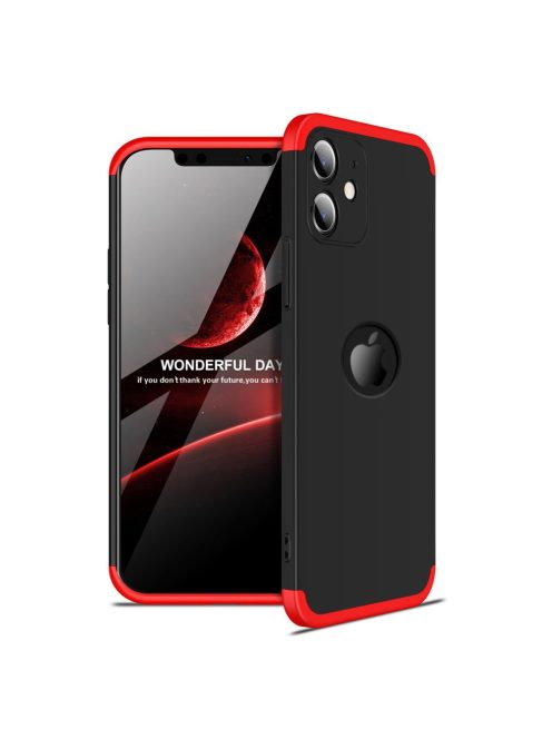 R-PROTECT iPhone 12 mini GKK Tok 360 Előlap-Hátlapi Védelemmel Full Body Protection Fekete-Piros