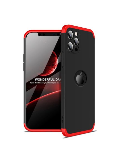 R-PROTECT iPhone 12 Pro / iPhone 12 GKK Tok 360 Előlap-Hátlapi Védelemmel Full Body Protection Fekete-Piros
