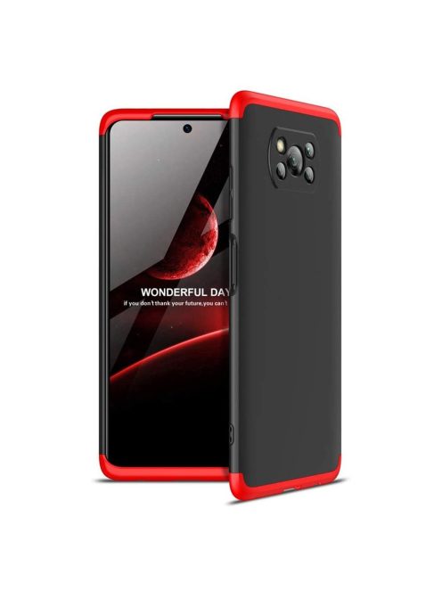 R-PROTECT Xiaomi Poco X3 NFC / Poco X3 ProGKK Tok 360 Előlap-Hátlapi Védelemmel Full Body Protection Fekete-Piros