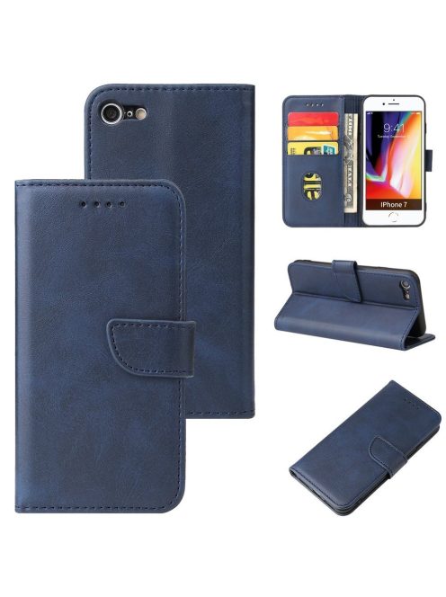 R-PROTECT iPhone SE 2020 / iPhone 8 / iPhone 7 Notesz Tok Elegant Magnet Kitámasztható Kártyatartóval Kék
