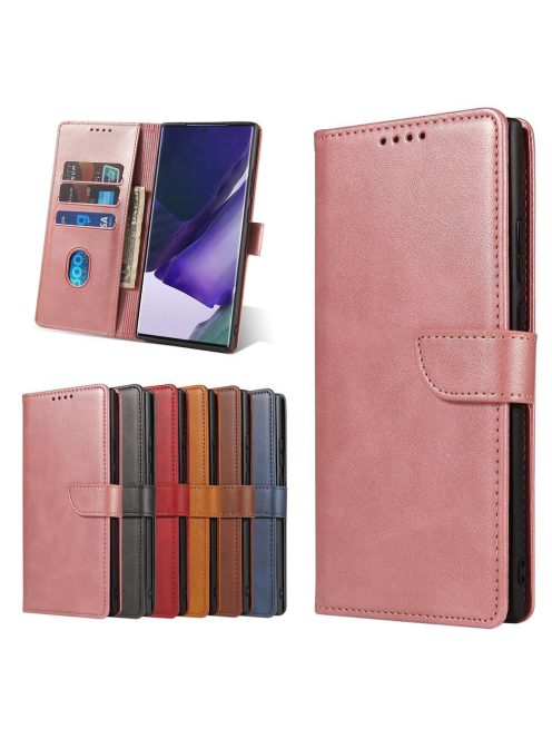 R-PROTECT Samsung Galaxy Note 20 Ultra Notesz Tok Elegant Magnet Kitámasztható Kártyatartóval Rózsaszín