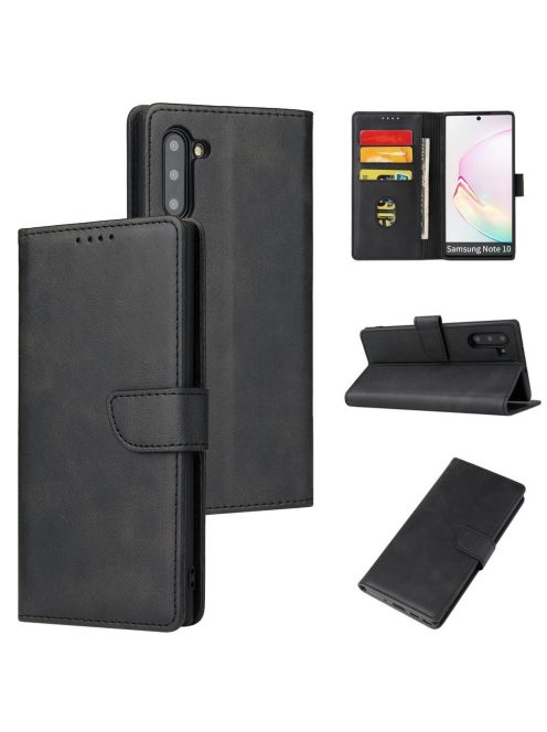R-PROTECT Samsung Galaxy Note 10+ (Note 10 Plus) Notesz Tok Elegant Magnet Kitámasztható Kártyatartóval Fekete